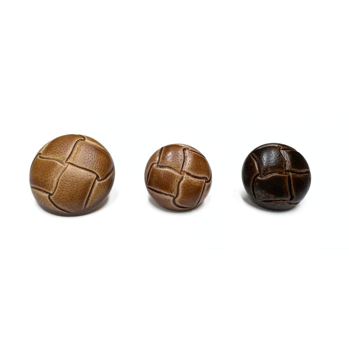 One Dozen Vintage Leather Like Buttons - Light Brown - Dark Brown - 3/4" or 1"