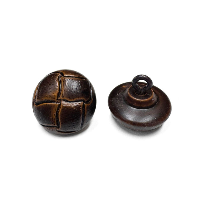 One Dozen Vintage Leather Like Buttons - Light Brown - Dark Brown - 3/4" or 1"