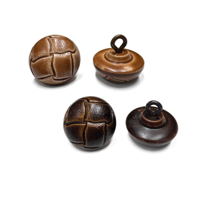 One Dozen Vintage Leather Like Buttons - Light Brown - Dark Brown - 3/4" or 1"