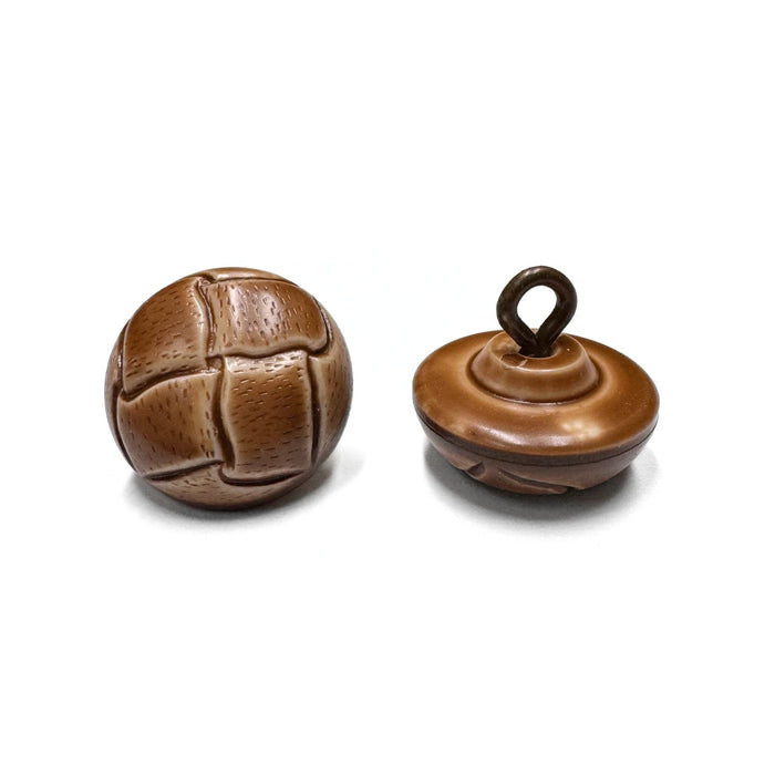 One Dozen Vintage Leather Like Buttons - Light Brown - Dark Brown - 3/4" or 1"