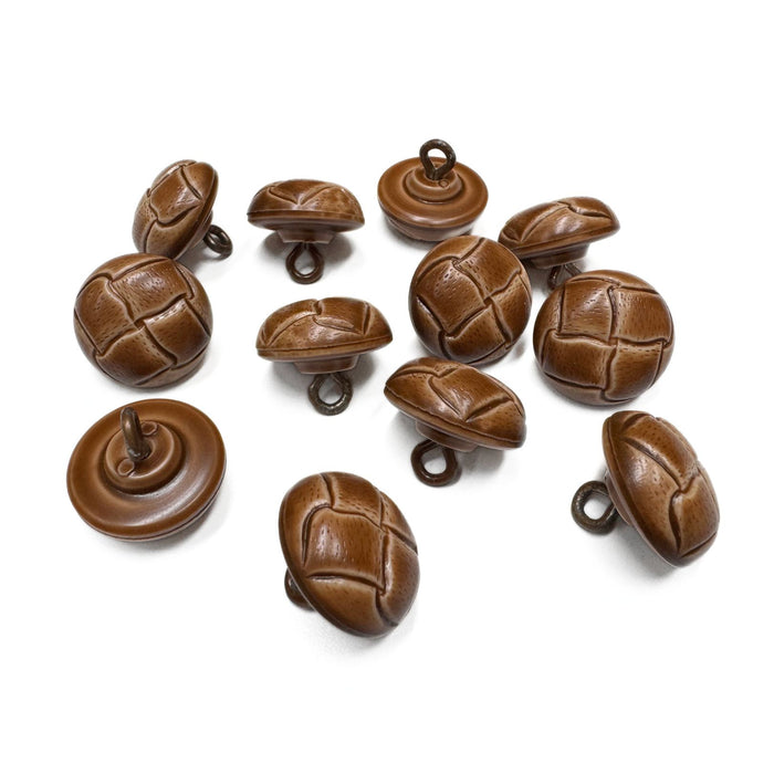 One Dozen Vintage Leather Like Buttons - Light Brown - Dark Brown - 3/4" or 1"