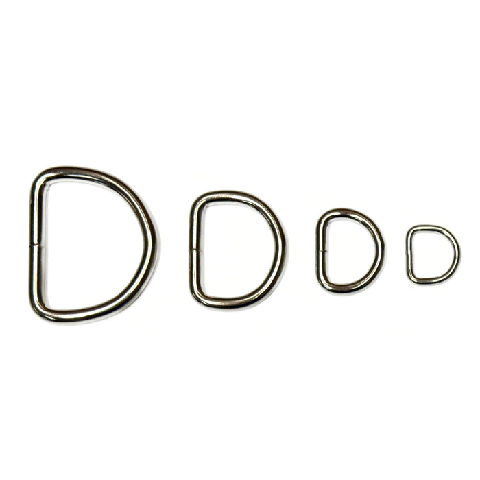 Nickel Welded Wire D Ring - 2", 1.5", 1", 0.75"