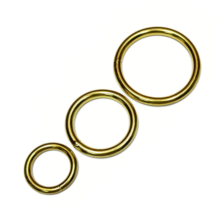 Brass Plated Welded O Ring - Circular Circle Shaped Ring - 2", 1.5", 1"