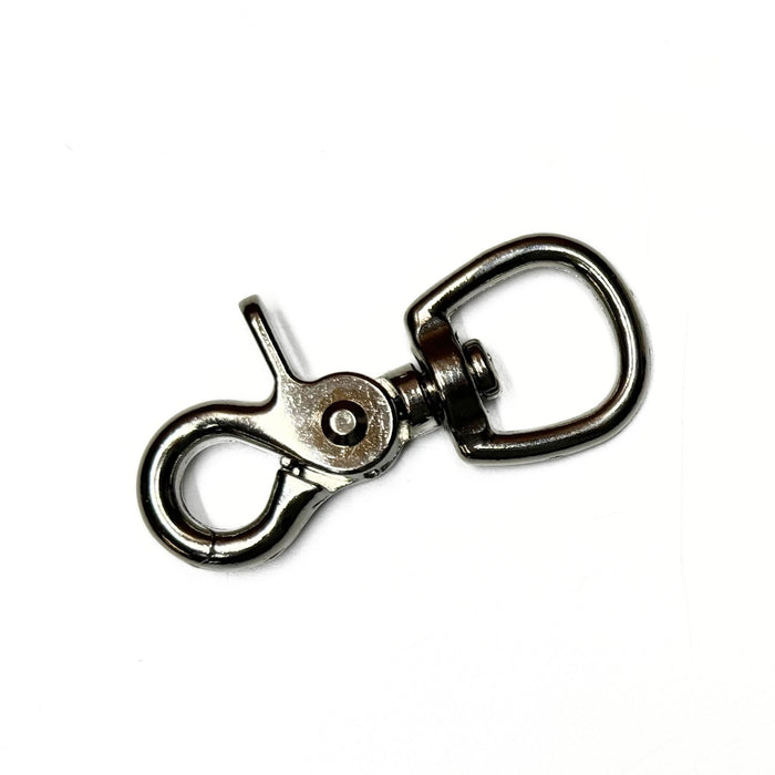 Nickel Die Cast Snap - Rounded Swivel Snap Hook D Ring - 0.75" x 2.75"