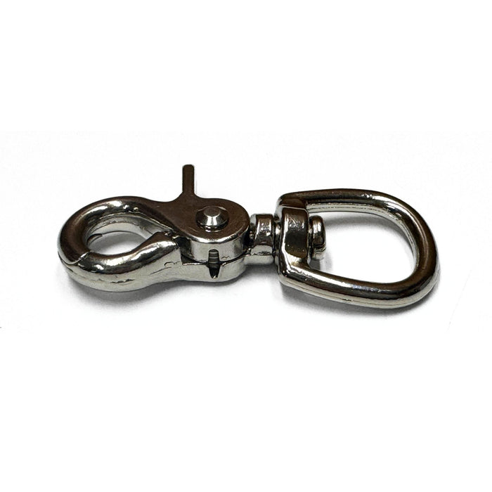 Nickel Die Cast Snap - Rounded Swivel Snap Hook D Ring - 0.75" x 2.75"