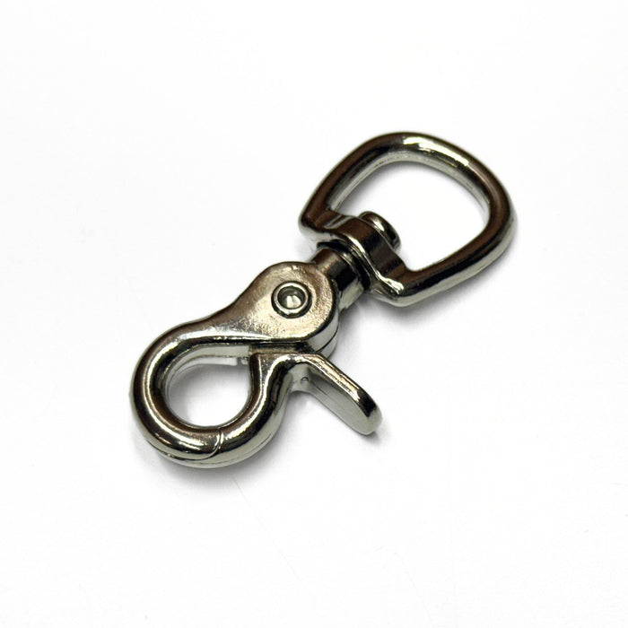 Nickel Die Cast Snap - Rounded Swivel Snap Hook D Ring - 0.75" x 2.75"
