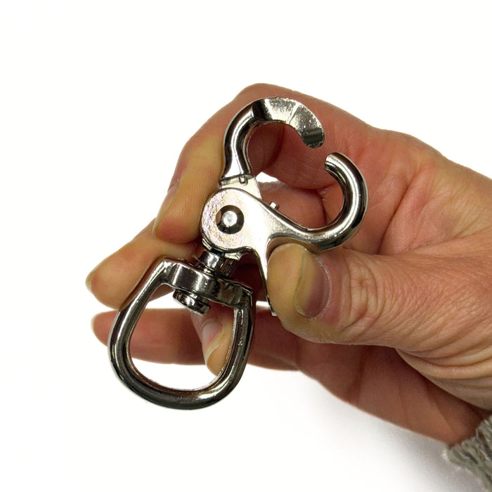 Nickel Die Cast Snap - Rounded Swivel Snap Hook D Ring - 0.75" x 2.75"