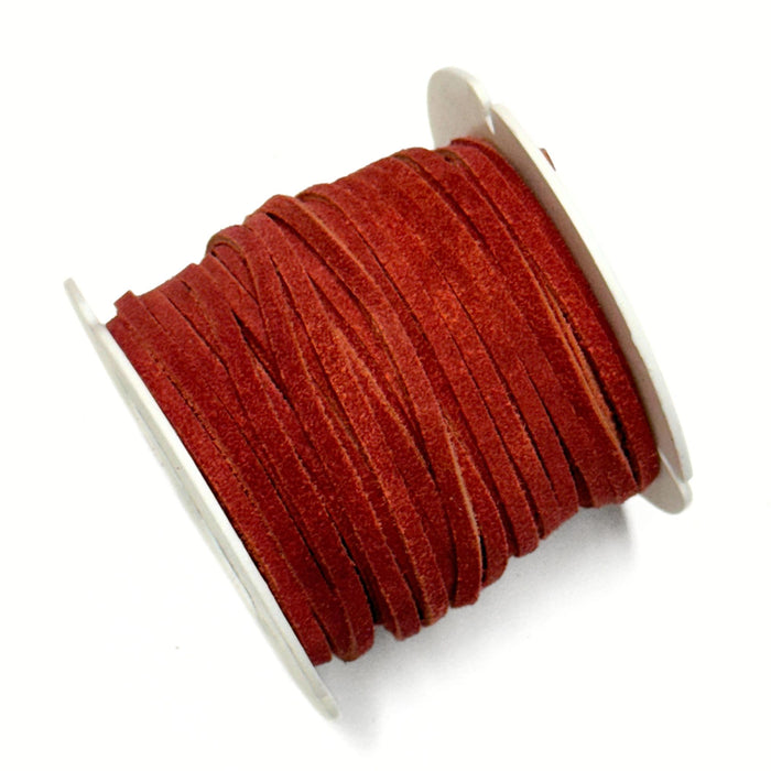 Suede Leather Lace - 1/8" x 25 yards - Black - Brown - Chocolate - Red - Cobalt - Toast - Beige - White