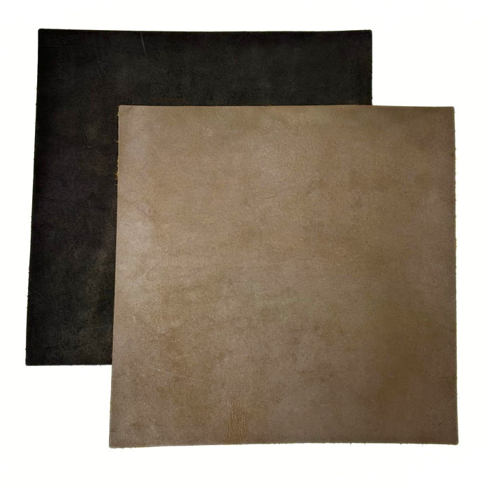 Oiled Side Square - 5 oz Cowhide Leather Square Foot Piece - Black - Brown