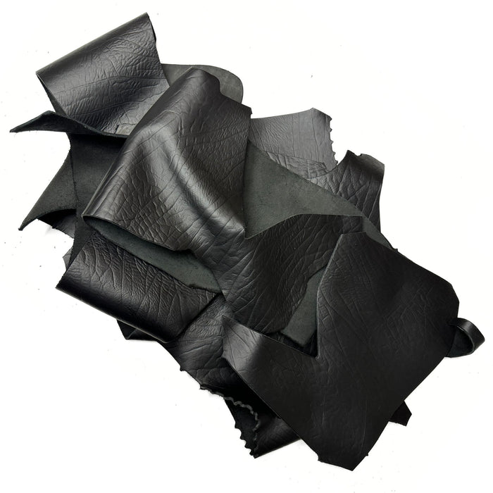 Black Strap Leather Pieces 5 lb Bundle - 8 oz Croc Print Cowhide Scraps