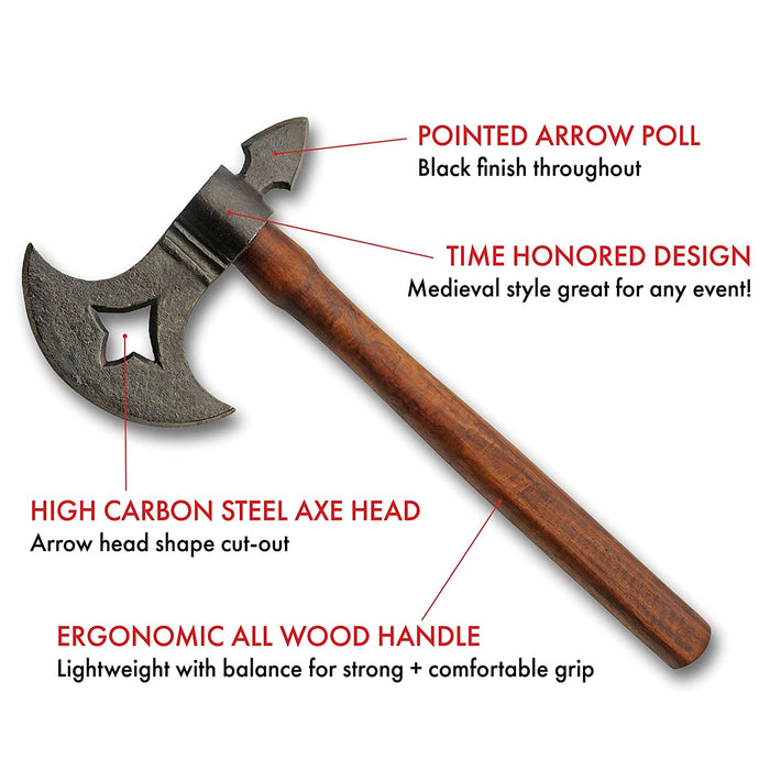 13" Medieval Axe with Wooden Handle
