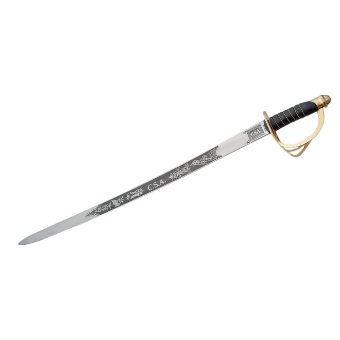 Small Silver and Black CSA Sword - 28" Carbon Steel Sword with Metal Scabbard