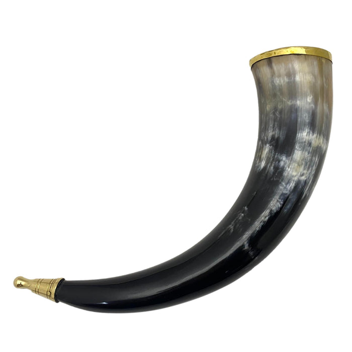 Authentic Buffalo Horn with Brass Accent and Iron Stand - 12" Viking Drinking Horn