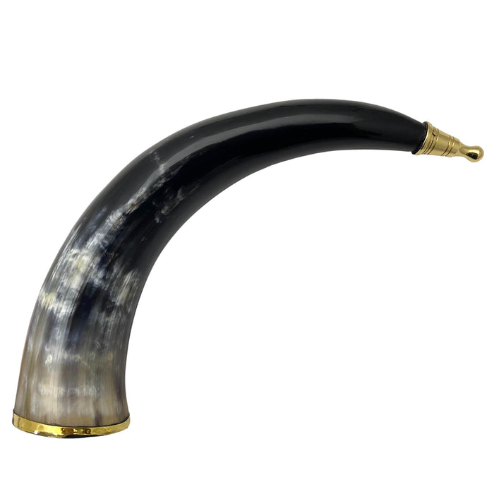 Authentic Buffalo Horn with Brass Accent and Iron Stand - 12" Viking Drinking Horn