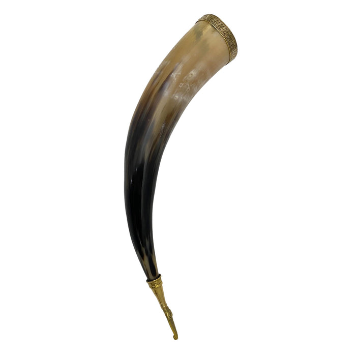 12-14 inch Fenrir Horn - Buffalo Horn with Engraved Wolf and Brass Accents