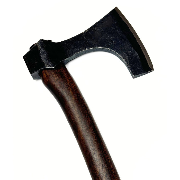 Hand Forged Carbon Steel Beard Head Axe - 17" Viking Style Axe with Wooden Handle