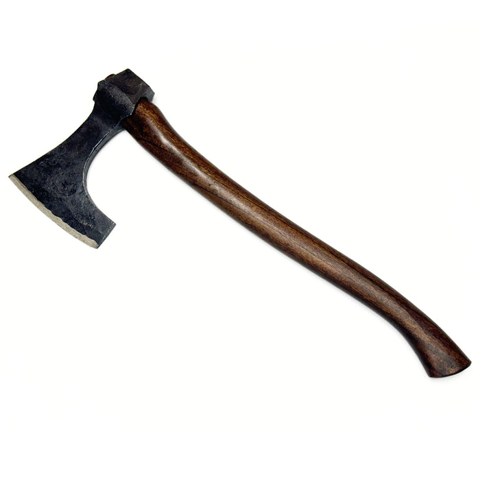 Hand Forged Carbon Steel Beard Head Axe - 17" Viking Style Axe with Wooden Handle