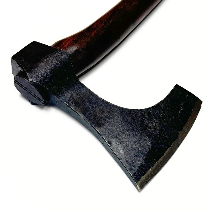 Hand Forged Carbon Steel Beard Head Axe - 17" Viking Style Axe with Wooden Handle