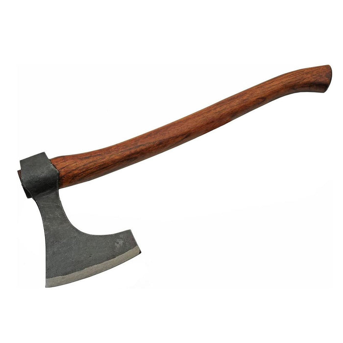 Hand Forged Carbon Steel Beard Head Axe - 17" Viking Style Axe with Wooden Handle