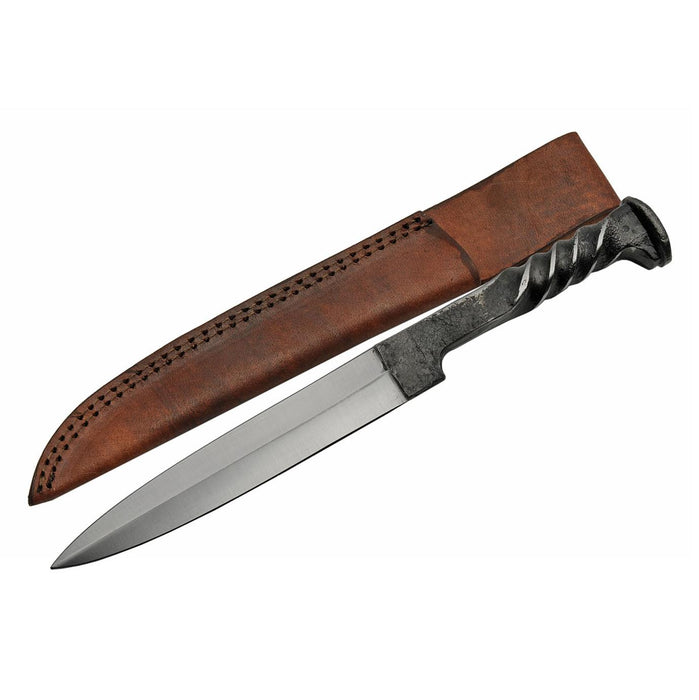 12 inch Railroad Spike Bayonet Style Knife with Leather Sheath