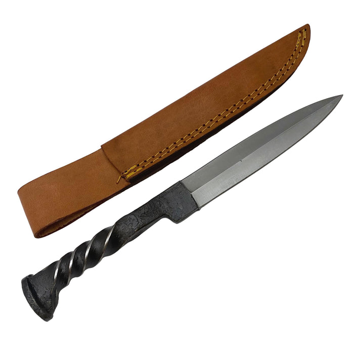 12 inch Railroad Spike Bayonet Style Knife with Leather Sheath