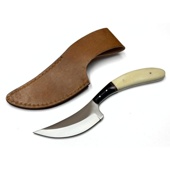 Bird Wing Curved Skinner Knife with Bone Handle