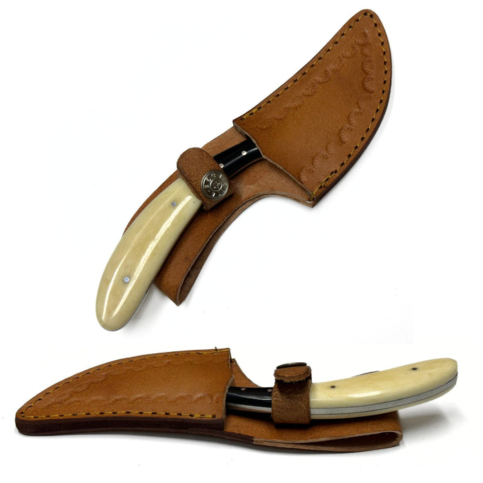 Bird Wing Curved Skinner Knife with Bone Handle