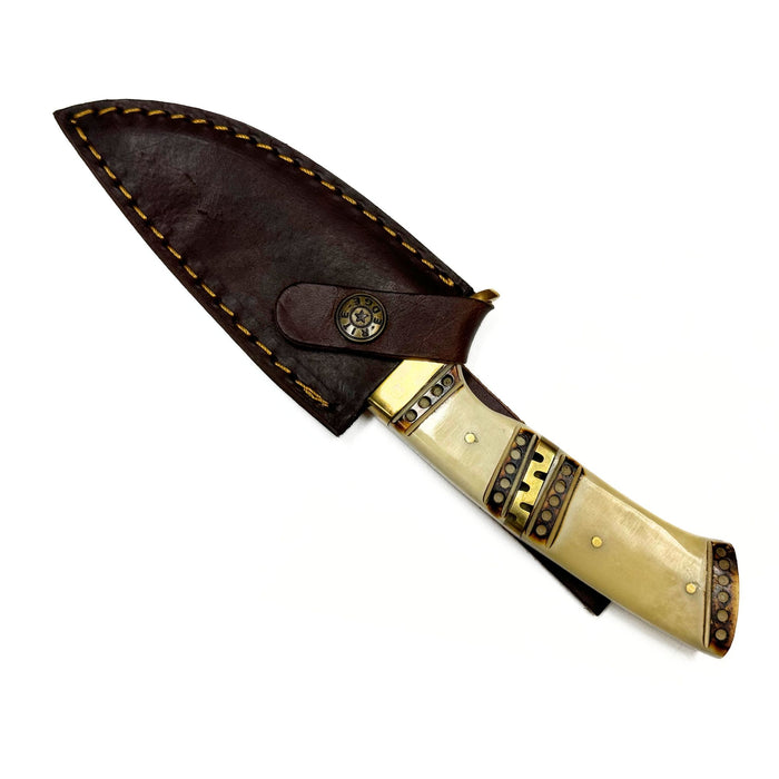 Aegean Brass Hunter Knife with Leather Sheath