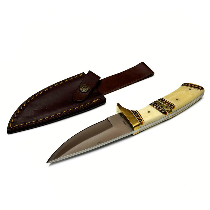 Aegean Brass Hunter Knife with Leather Sheath