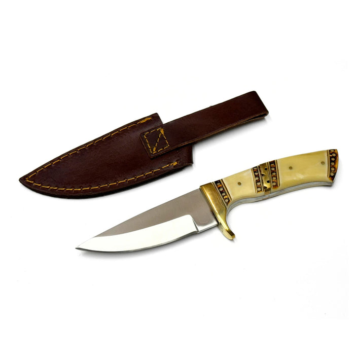 Aegean Brass Hunter Knife with Leather Sheath