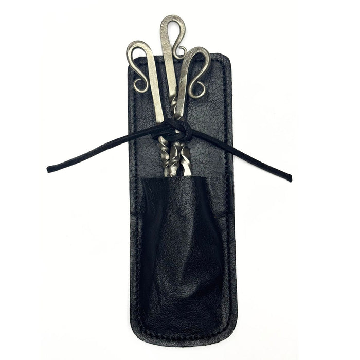 Satin Twisted Utensil Set with Leather Sheath