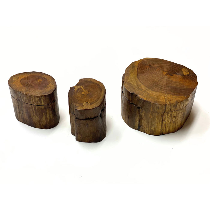 Handcrafted Circular Rustic Wooden Slide-Top Jewelry Keepsake Boxes