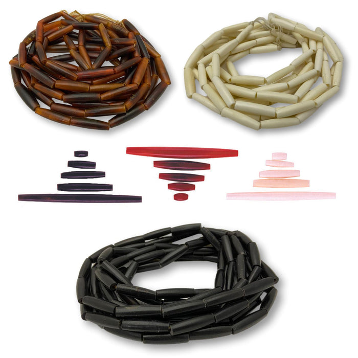 Hair Pipe Bone Beads - Black, Brown, White - Native American Style Bone Jewelry Supplies