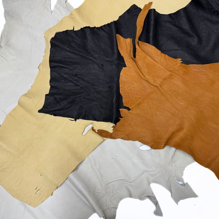 Miscellaneous Assorted Deerskin Leather Hides - 3 oz - B Grade