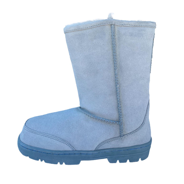 10" Blue Boots - Genuine Sheepskin Slip On Boots