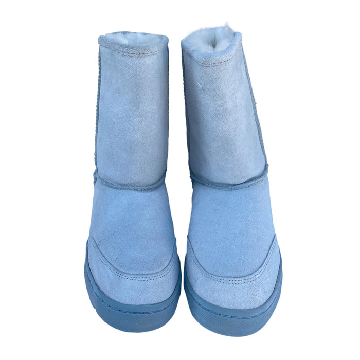 10" Blue Boots - Genuine Sheepskin Slip On Boots