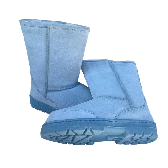 10" Blue Boots - Genuine Sheepskin Slip On Boots
