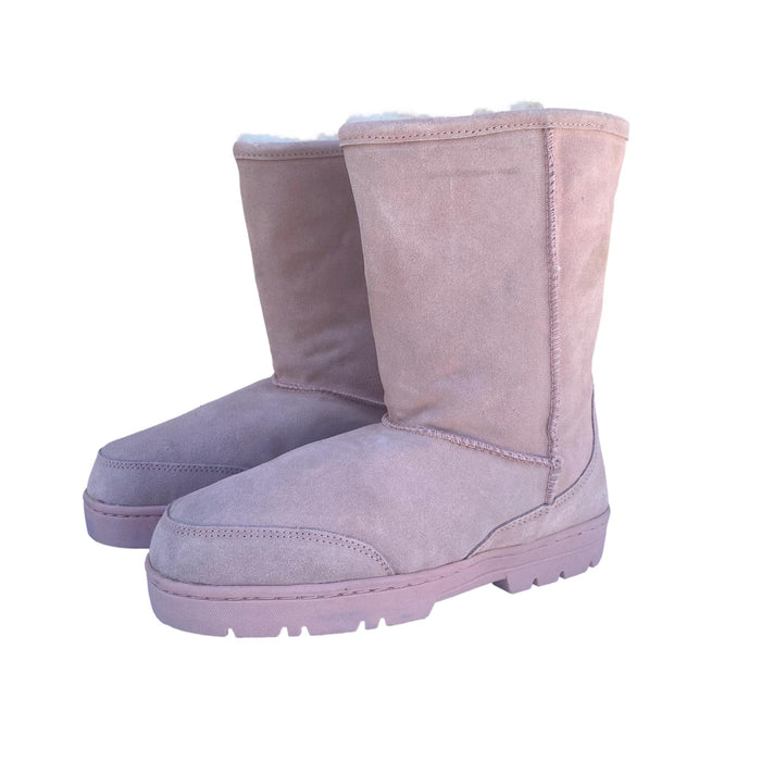 10" Light Pink Boots - Genuine Sheepskin Slip On Boots