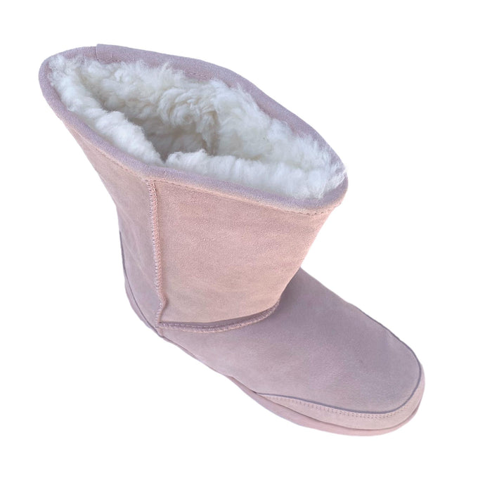 10" Light Pink Boots - Genuine Sheepskin Slip On Boots