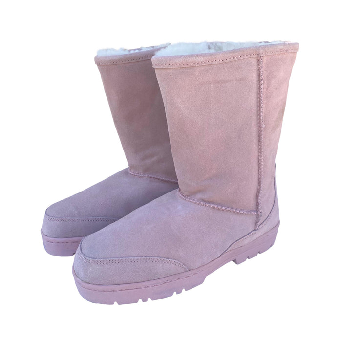 10" Light Pink Boots - Genuine Sheepskin Slip On Boots