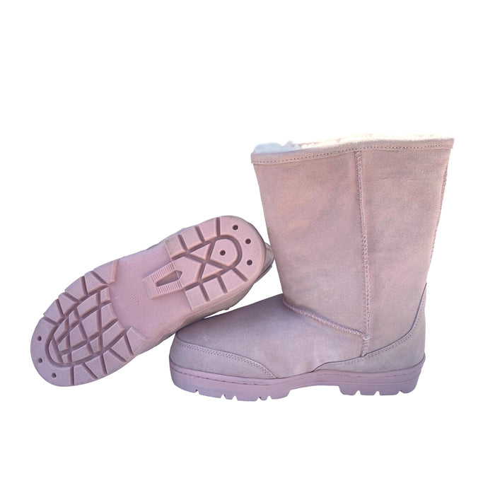 10" Light Pink Boots - Genuine Sheepskin Slip On Boots