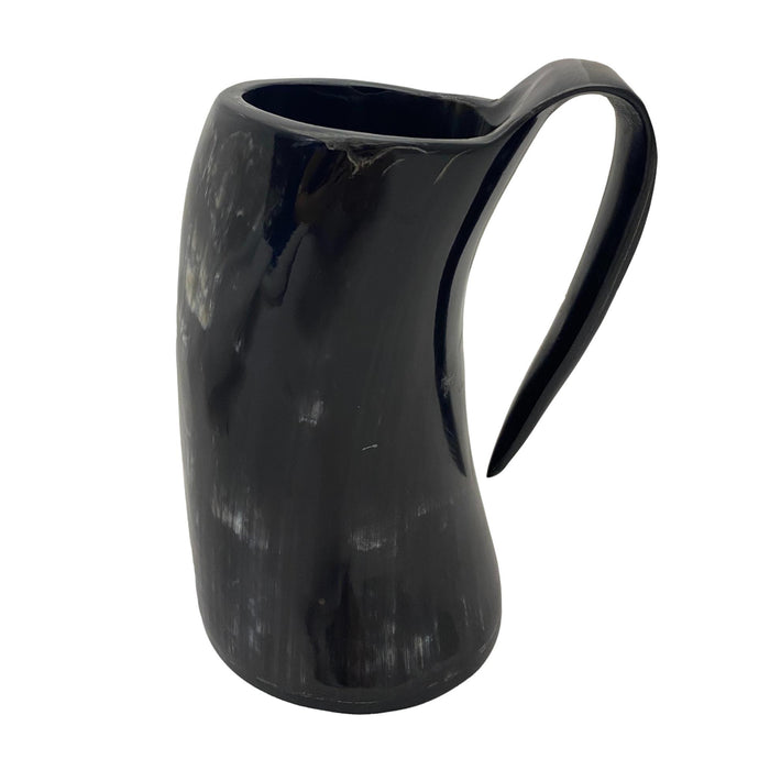 6-7 inch Buffalo Horn Tankard - Howling Fenrir or Compass Viking Mug - Medieval Drinking Vessel
