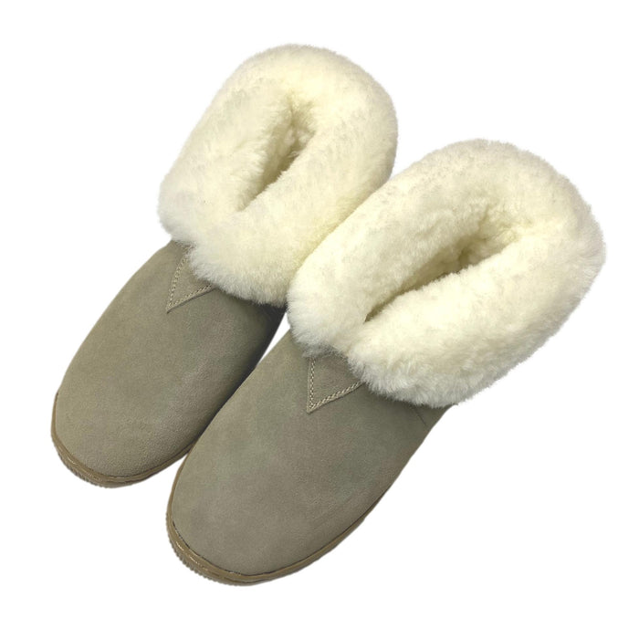 LU Men's Toasty Camp Slippers - Hard Sole Genuine Sheepskin Ankle Boots - Indoor Outdoor Booties