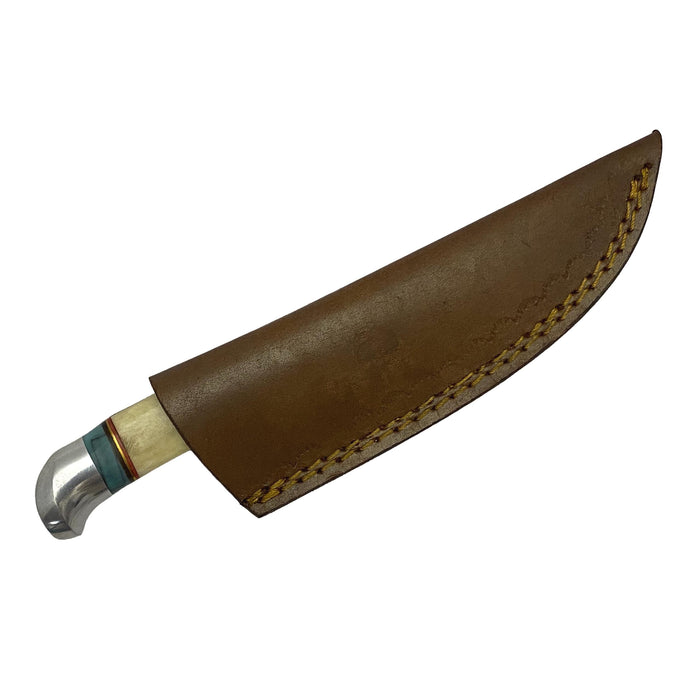 Daylight Hunter Knife with Bone Handle and Leather Sheath