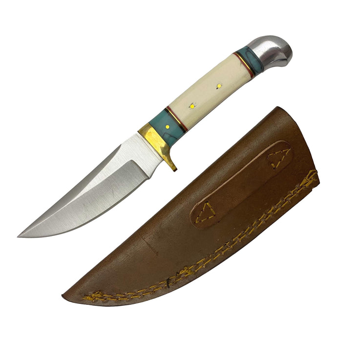 Daylight Hunter Knife with Bone Handle and Leather Sheath