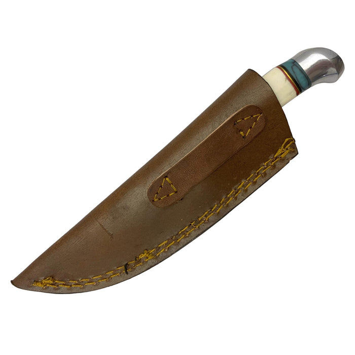 Daylight Hunter Knife with Bone Handle and Leather Sheath