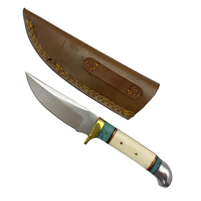 Daylight Hunter Knife with Bone Handle and Leather Sheath