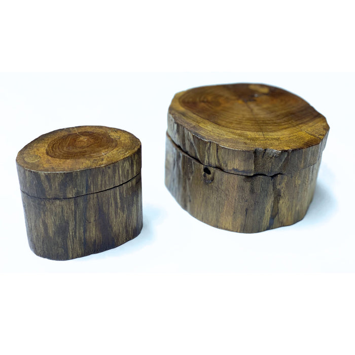 Handcrafted Circular Rustic Wooden Slide-Top Jewelry Keepsake Boxes