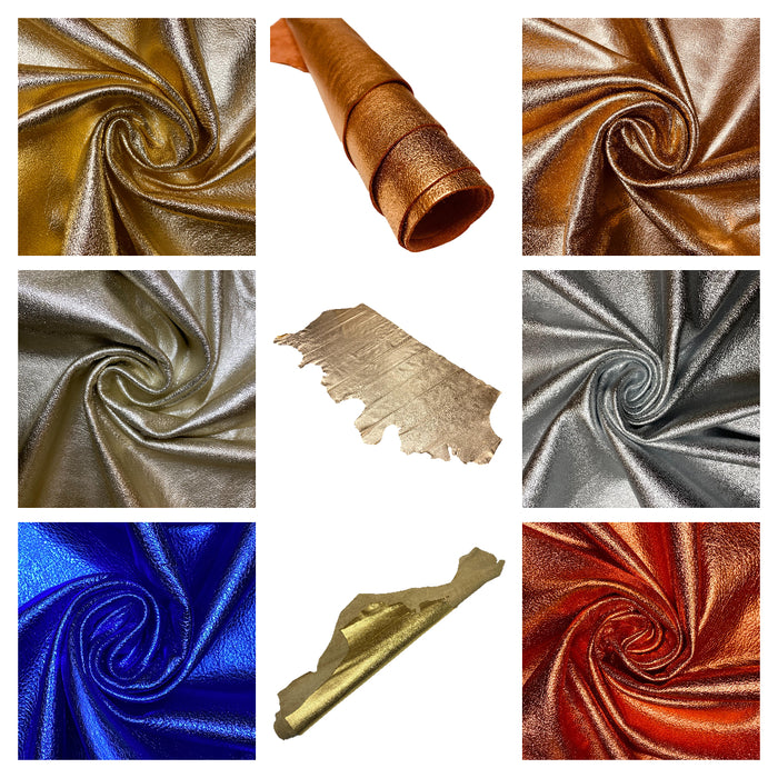 Premium Soft Metallic Handbag Leather Hides - 20-25 Square Feet - 3 oz Cowhide