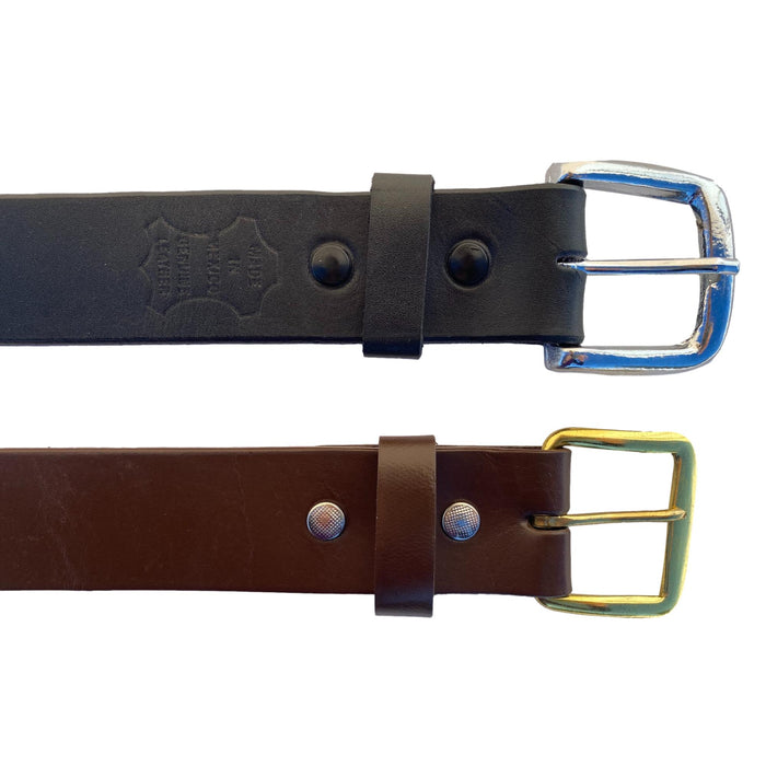 Finished Leather Dress Belts - Black - Brown